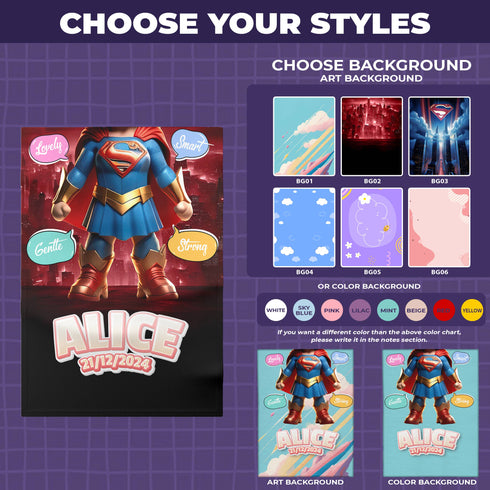 Personalized Supergirl Baby Blanket – Custom Name, Date & Background | Heroic Baby Girl Gift